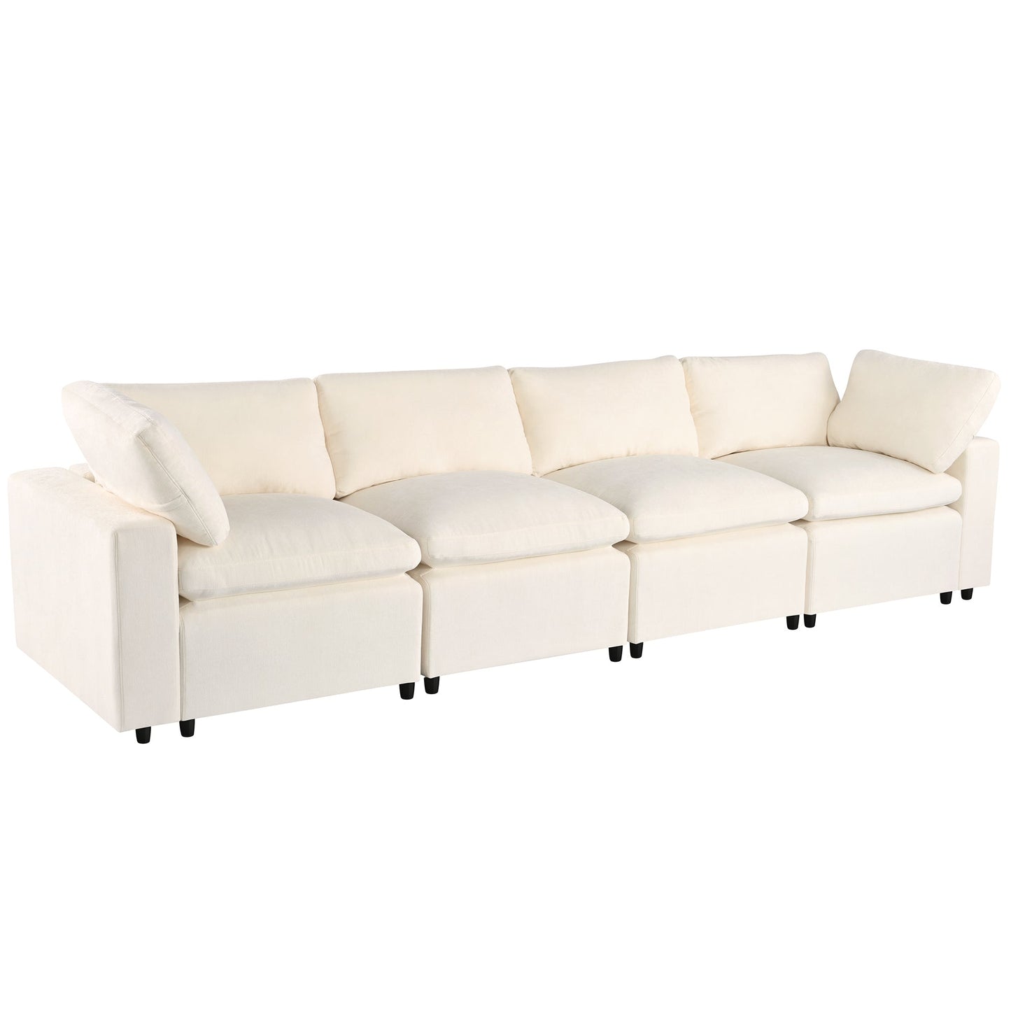 Upholstered Modular Sofa With  With Storage Space, USB Charge Ports,Wireless Charging and Built-In Bluetooth Speaker