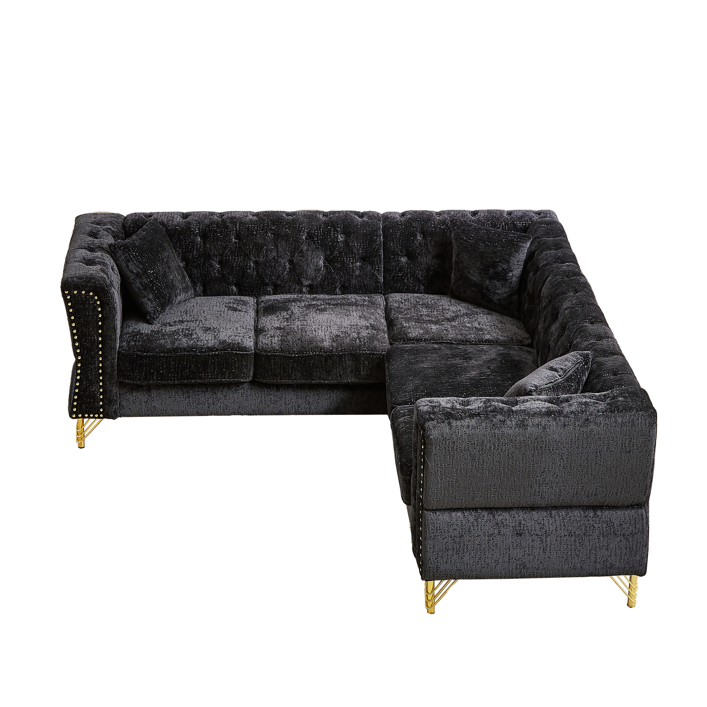 81.5-Inch Chenille Corner Sofa , L-Shaped Sectional Couch, 5-Seater Corner Sofas With 3 Cushions for Living Room, Bedroom