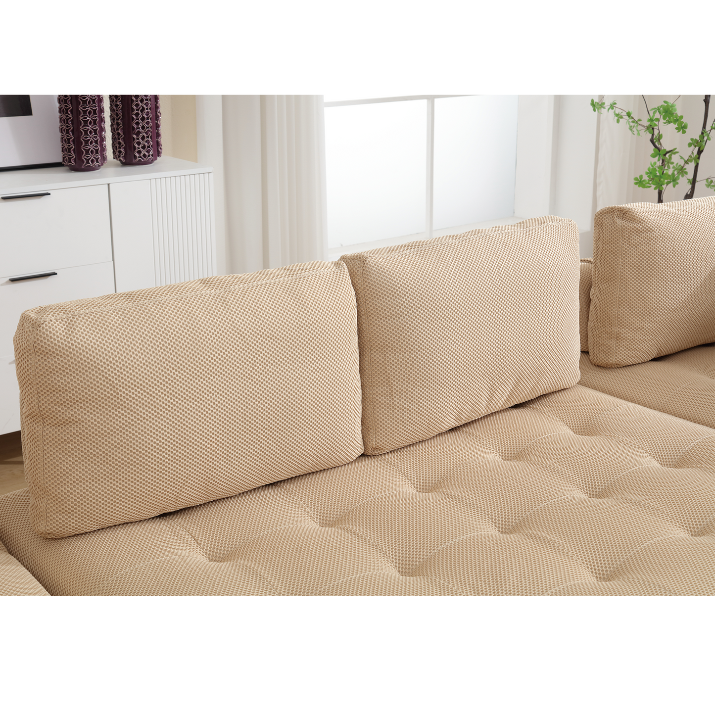 138.5 "Modular Combination Sofa, U-Shaped Sofa, Living Room, Apartment, Upholstered ,6-Seat Sofa, Free Combination Sofa