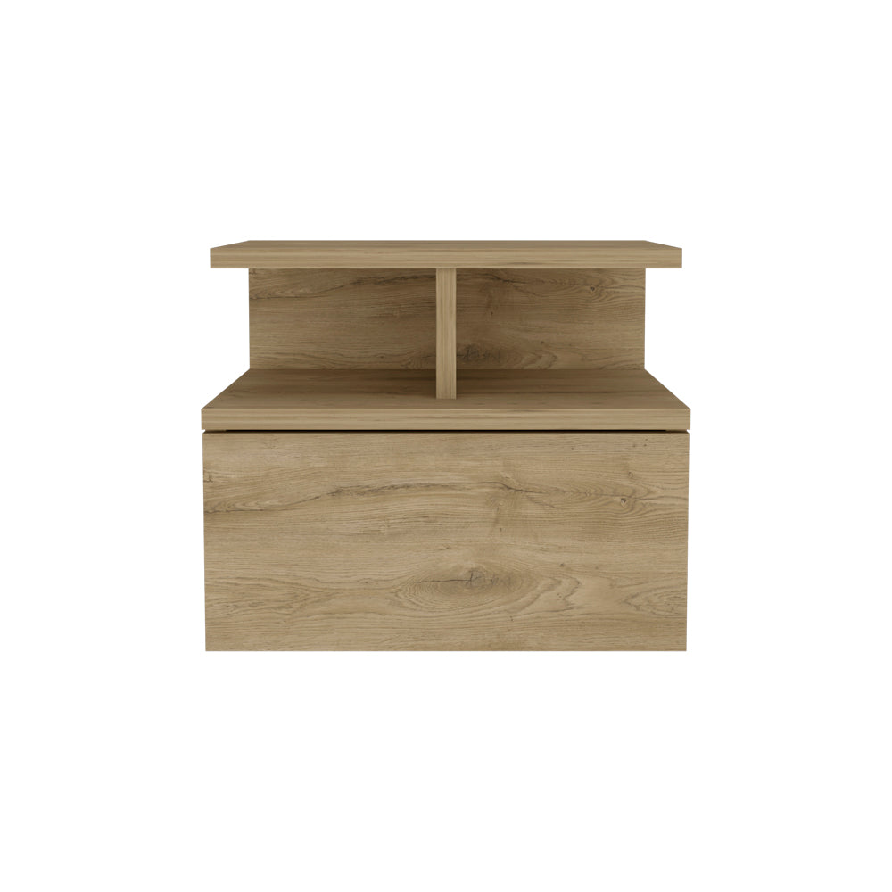 Nightstand Floating Flopini with 1-Drawer and Shelves -Macadamia