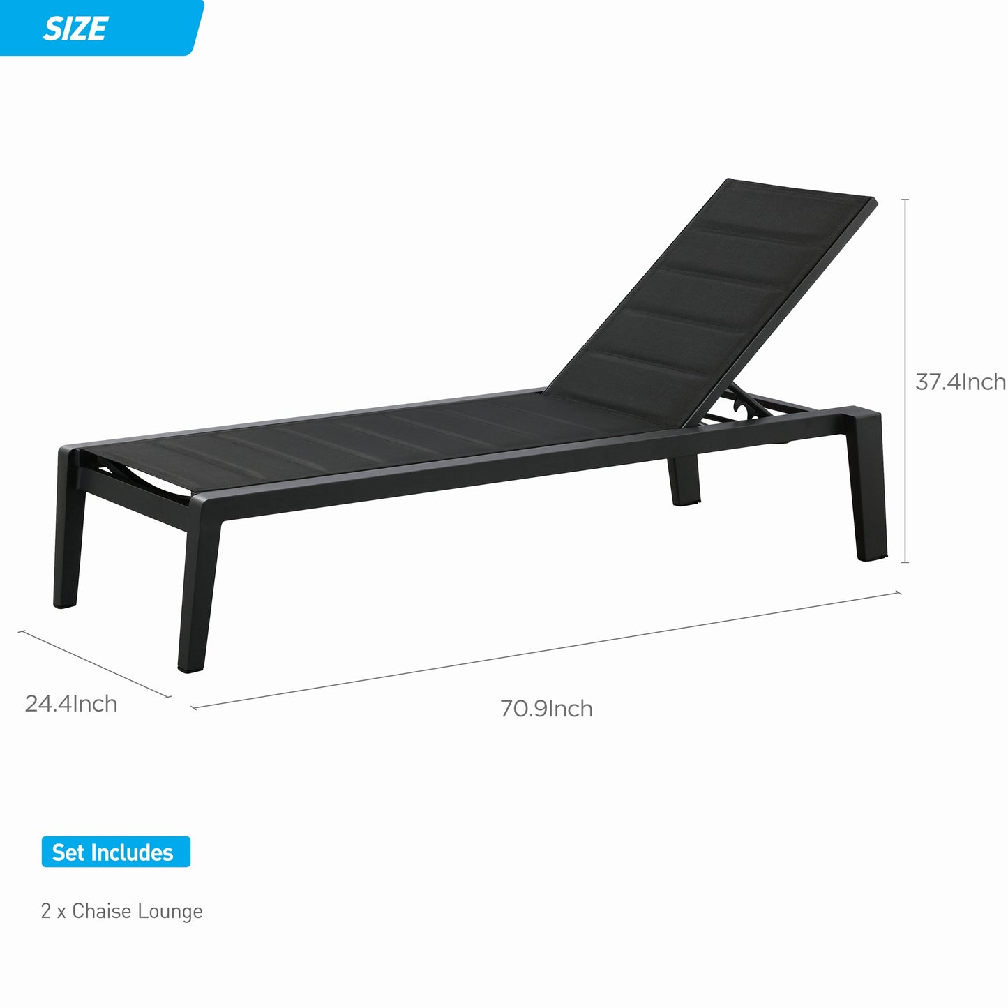 HIGOLD Emoti Aluminum Outdoor Chaise Lounge 2 pieces