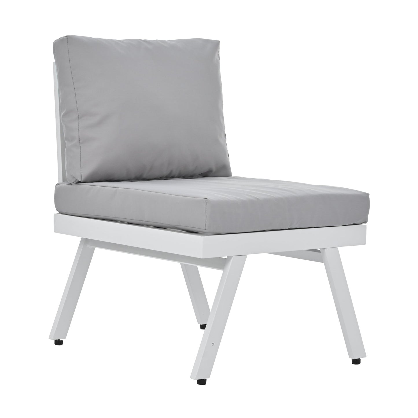 Industrial 5-Piece Aluminum Outdoor Patio Furniture Set, Modern Garden Sectional Sofa Set With End Tables, Coffee Table