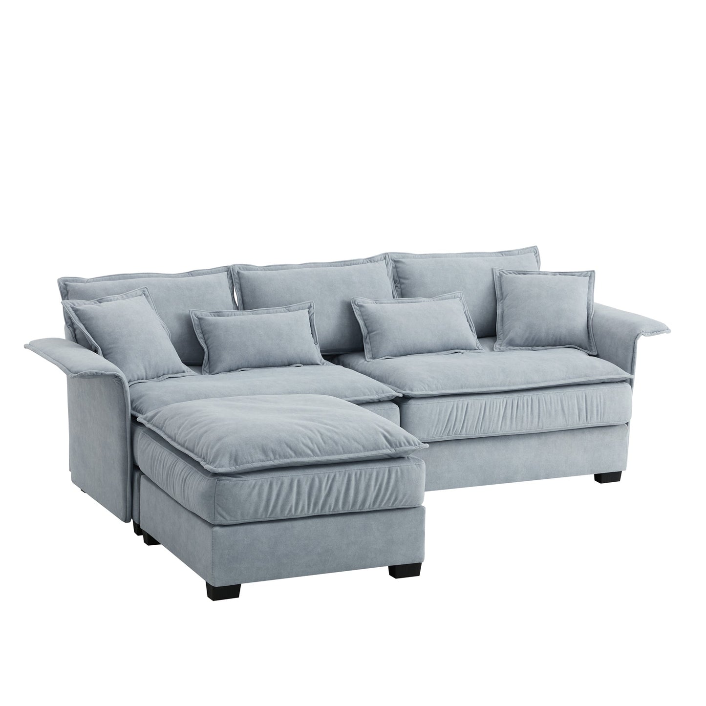 95*66"Oversized Luxury Sectional Sofa With Bentwood Armrests,4 Seat Upholstered Indoor Furniture With Double Cushions