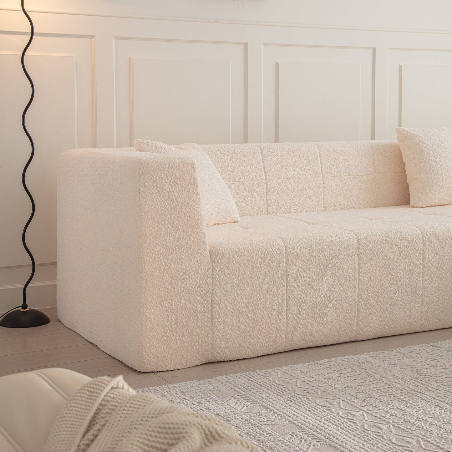 105.5" Modular L-Shaped Sectional Floor Couch, Deep Seat Tufted Comfy Sofa Set With Chaise for Living Room