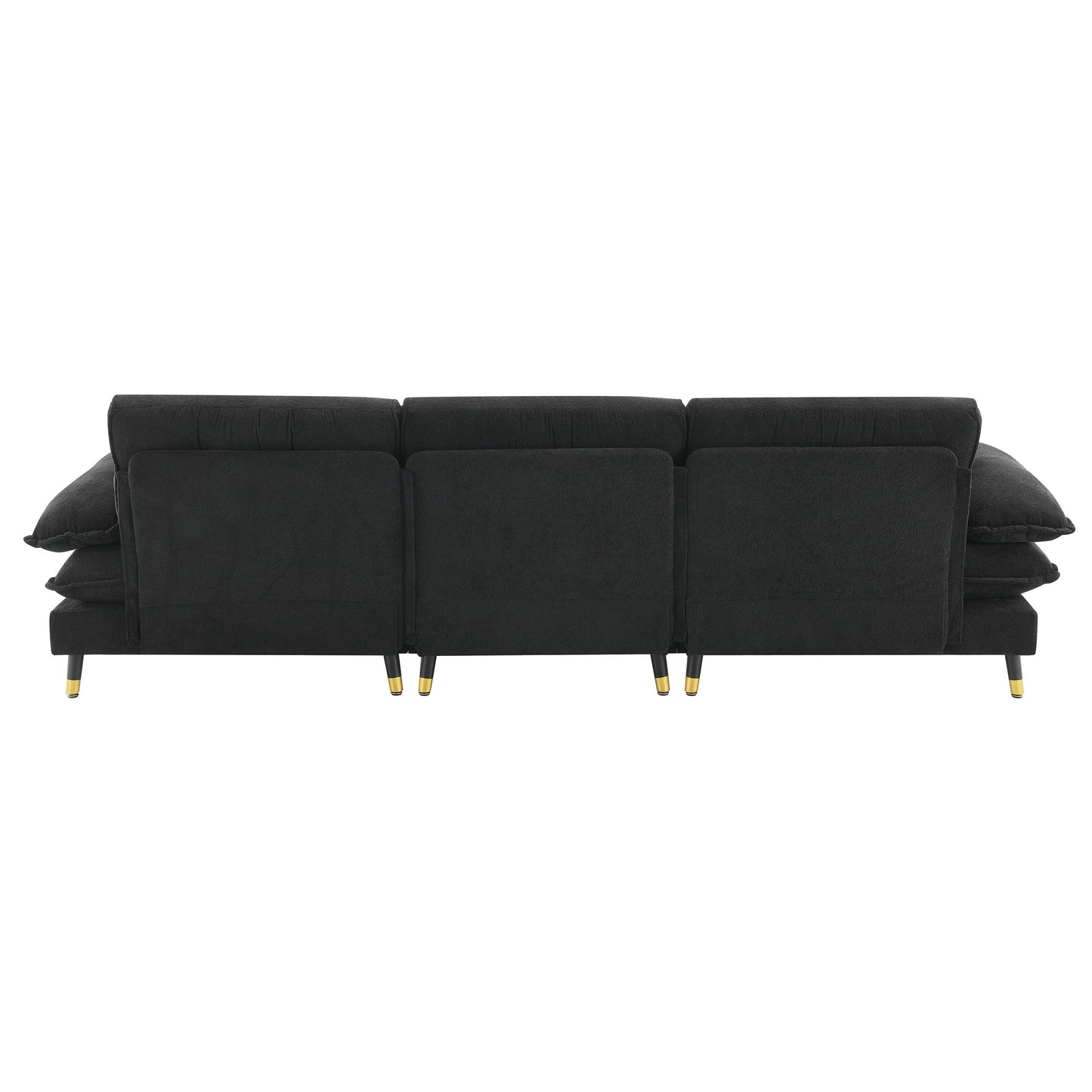106*66.5" L Shaped Convertible Sectional Sofa,4 Seat Tufted Couch Set With Two-Tone Adjust Legs,Cloud Chenille Fabric