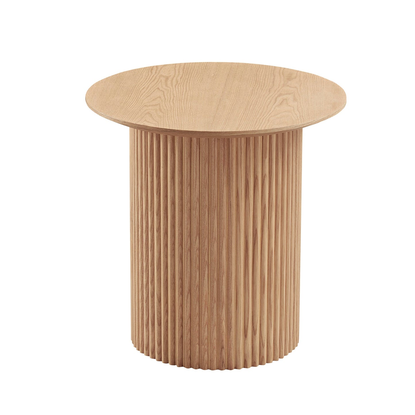 17.71 Inch Round Fluted Side Table Circle Small Accent Table for Living Room Mid Century  Circle Bedside Table for Bedroom