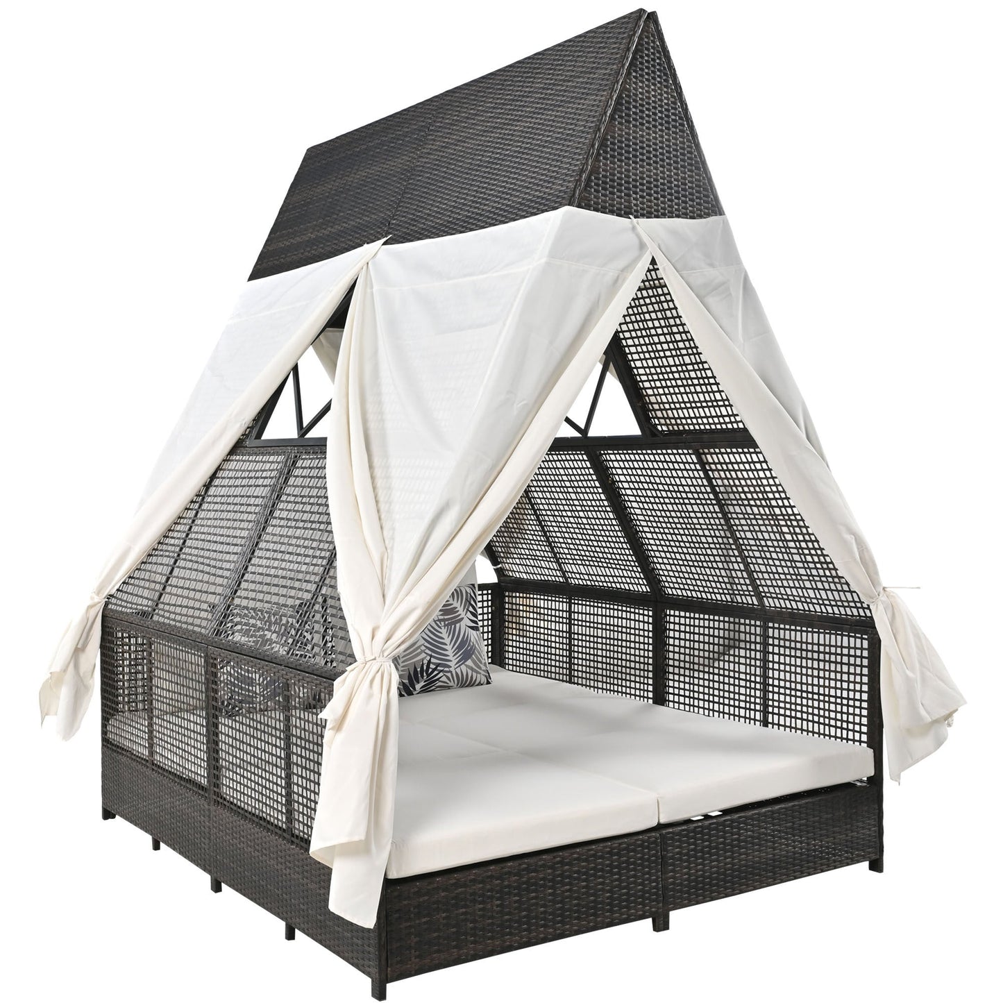 Outdoor Daybed Patio Lounge Bed With Adjustable Backrest Outdoor