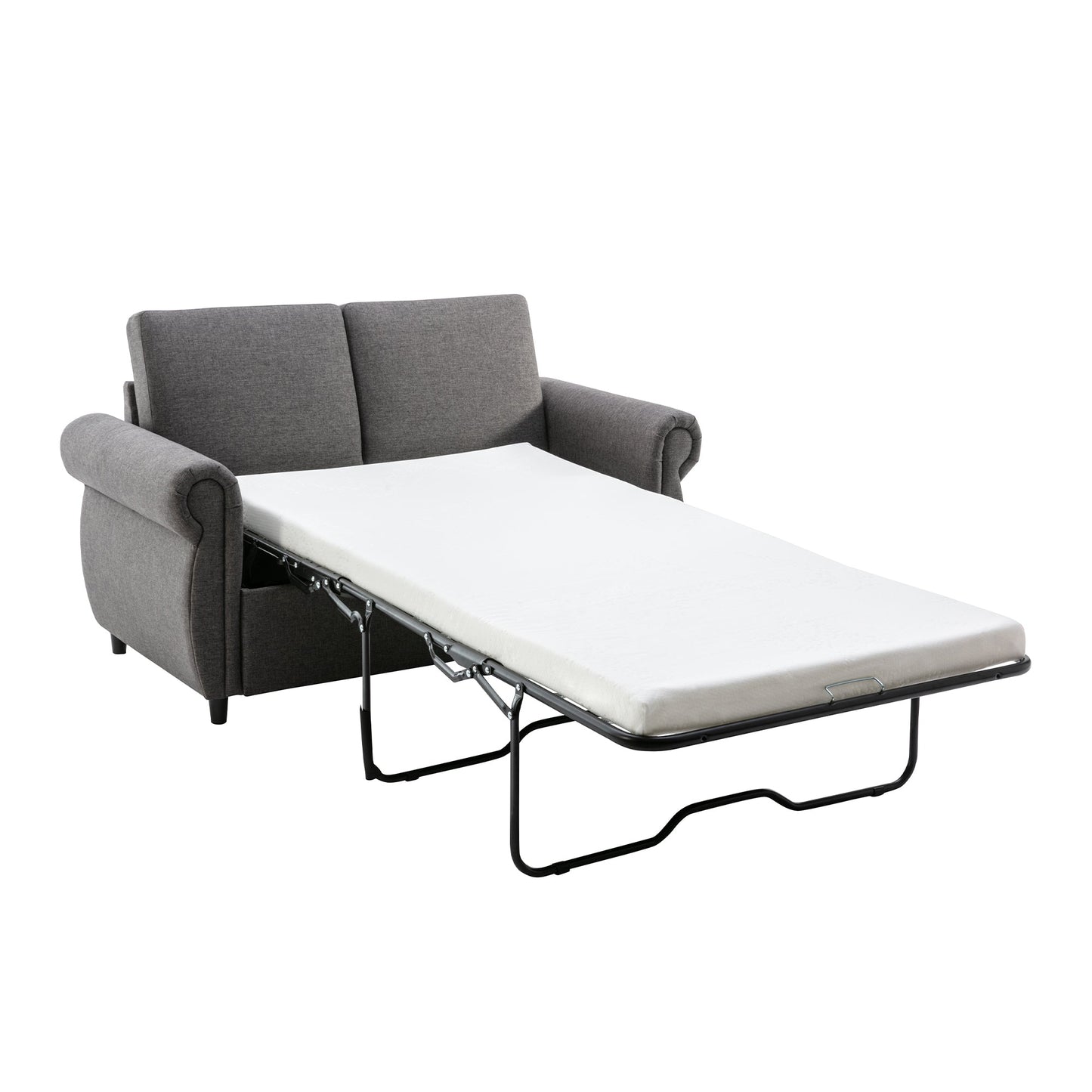 57.9" Pull Out Sofa Bed  Loveseat Sleeper With Twin Size Memory Mattress With Two USB Ports for Living Room Spaces