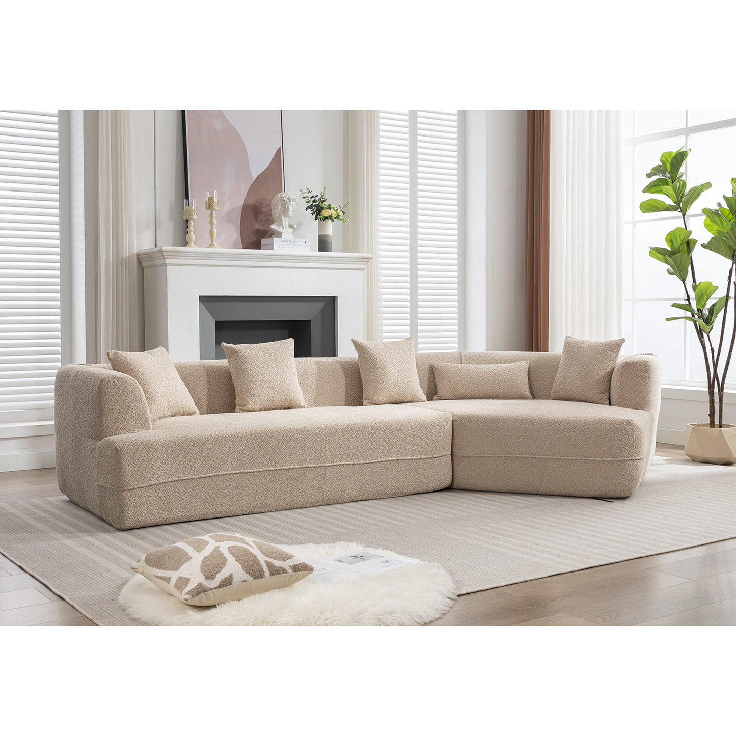 Modular Sofa , Modern Minimalist Style Sofa,  Upholstered ,  Free Combination, Round Fiber Fabric, Anti-Wrinkle Fabric