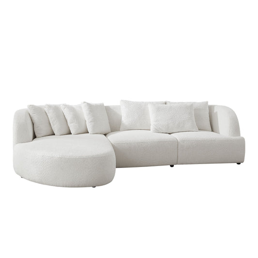 Convertible Corner Sofa With Armrest and Sectional Sofa, Left Chaise Longue for Living Room, Apartment & Office Beige