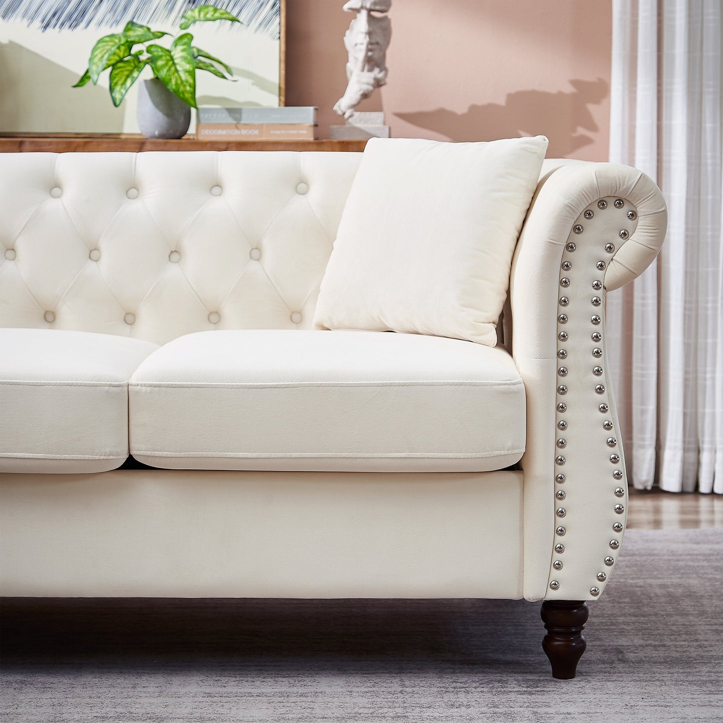 83.5-Inch Oversized Corner Sofa Covers, L-Shaped Sectional Couch,   5-Seater Corner Sofas With 3 Pillows for Living Room