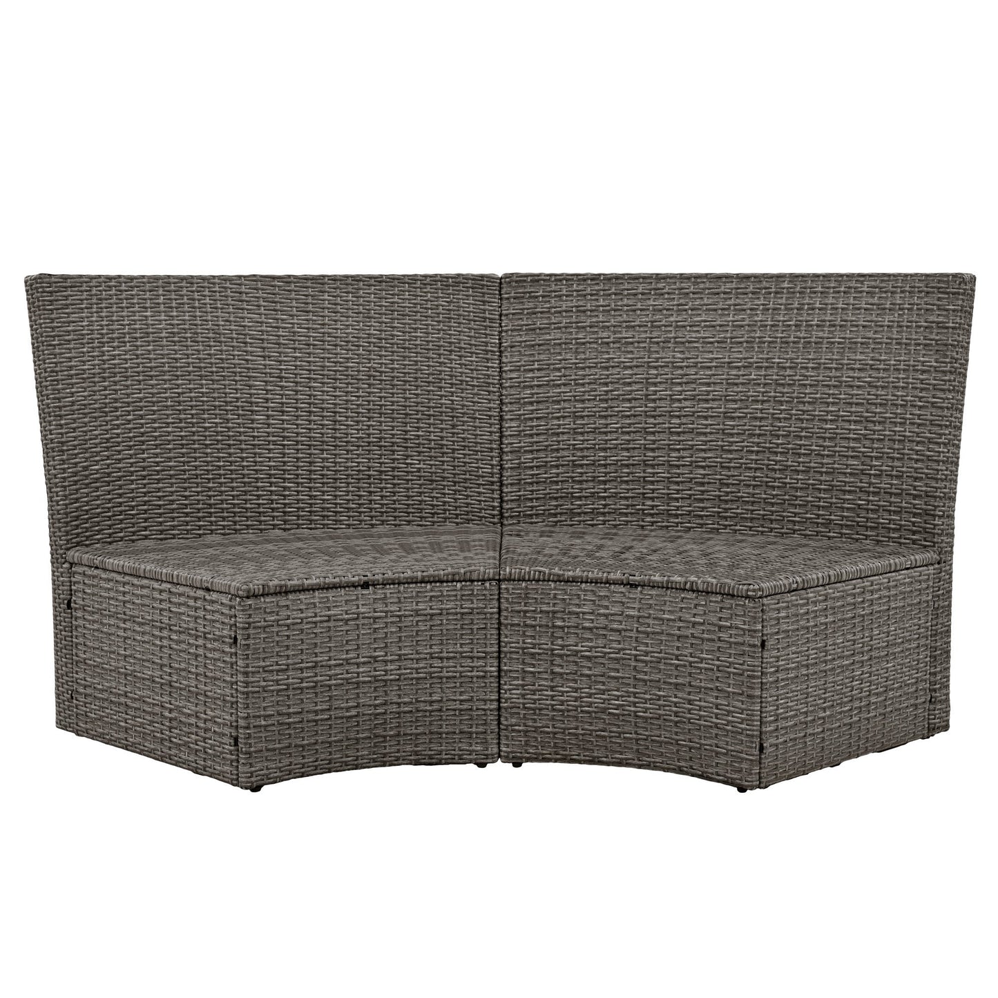 Patio 5-Piece Round Rattan Sectional Sofa Set All-Weather PE Wicker Sunbed Daybed With Round Liftable Table and Washable