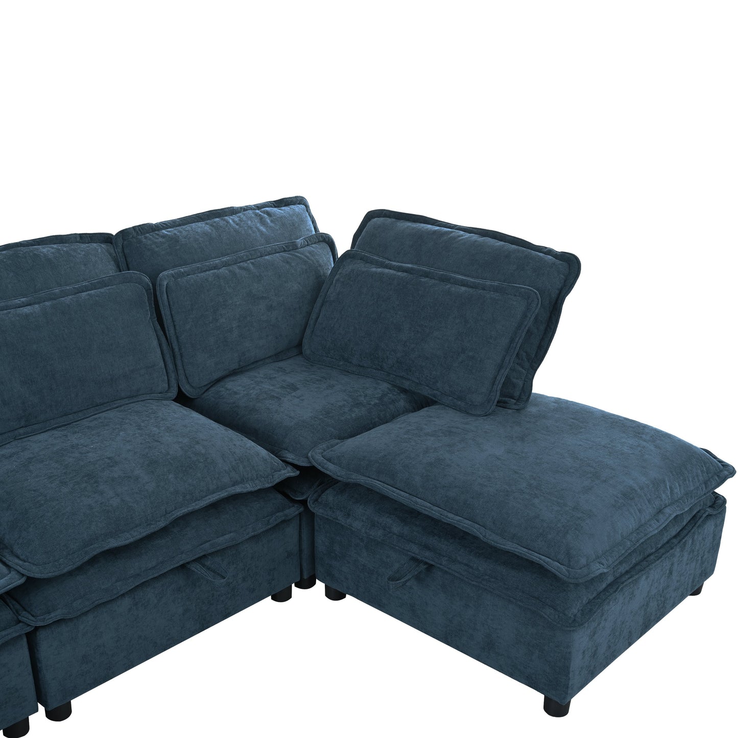 Double-Layer Cushion Modular Sofa, Freely Combinable, 4-Seater With Storage Function, Includes 4 Soft Cushions, Perfect