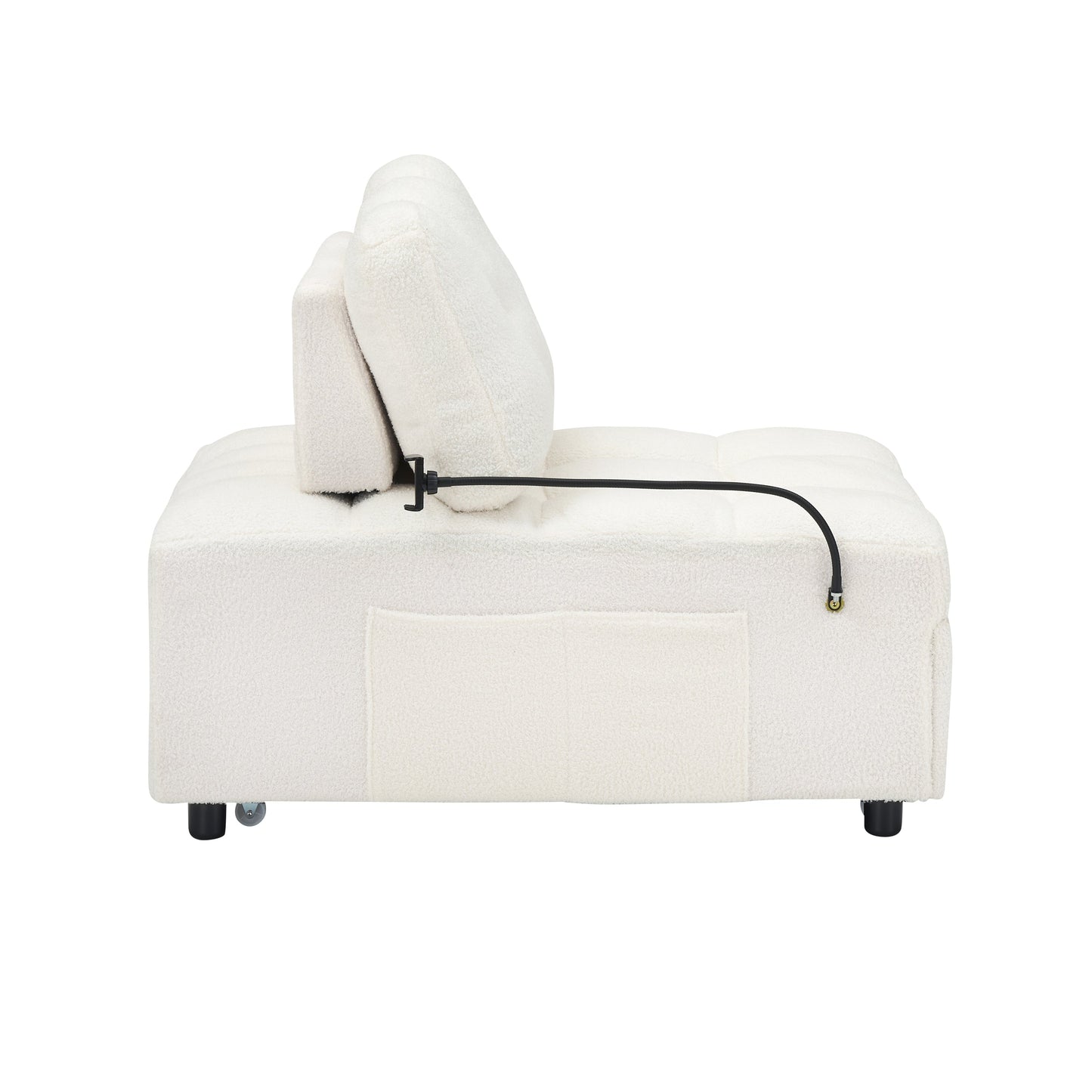 40.20 Inches Long, Teddy Sofa Fabric,a Convertible Sofa-Cum-Bed, for Apartment Office Living Room - Beige