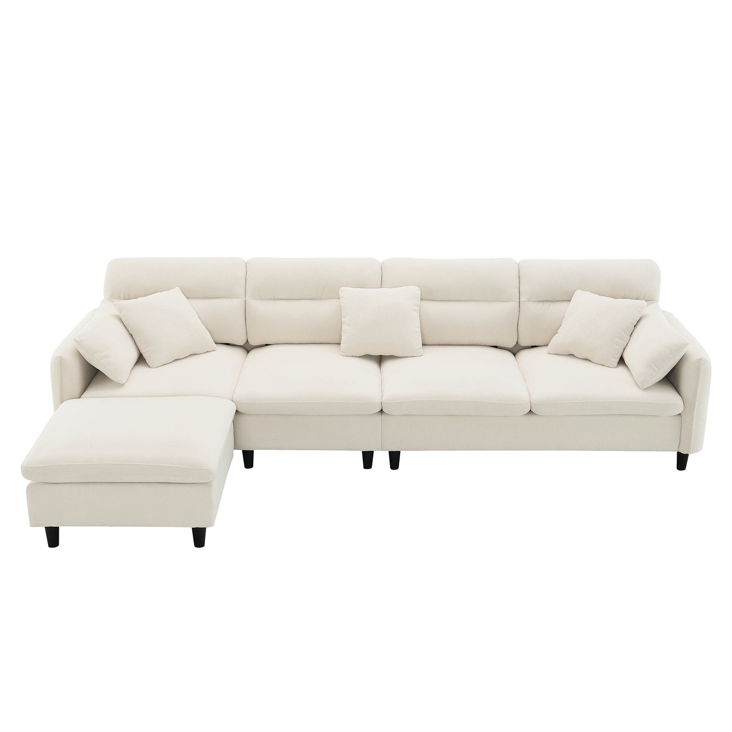 110*62" Modern Convertible Sectional Sofa,L-Shaped Reversible Couch Set With Free Pillows,5 Seat Cloud Chenille Indoor