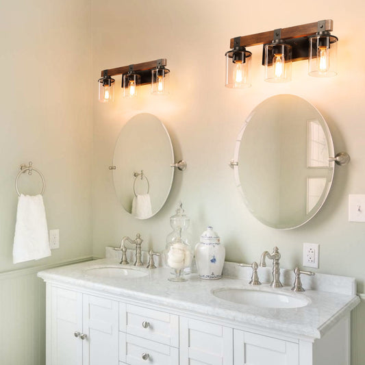 3-Lights Farmhouse Vanity Lights Fixture Rustic Bathroom Light Fixture Bathroom Sconce (No Bulbs)