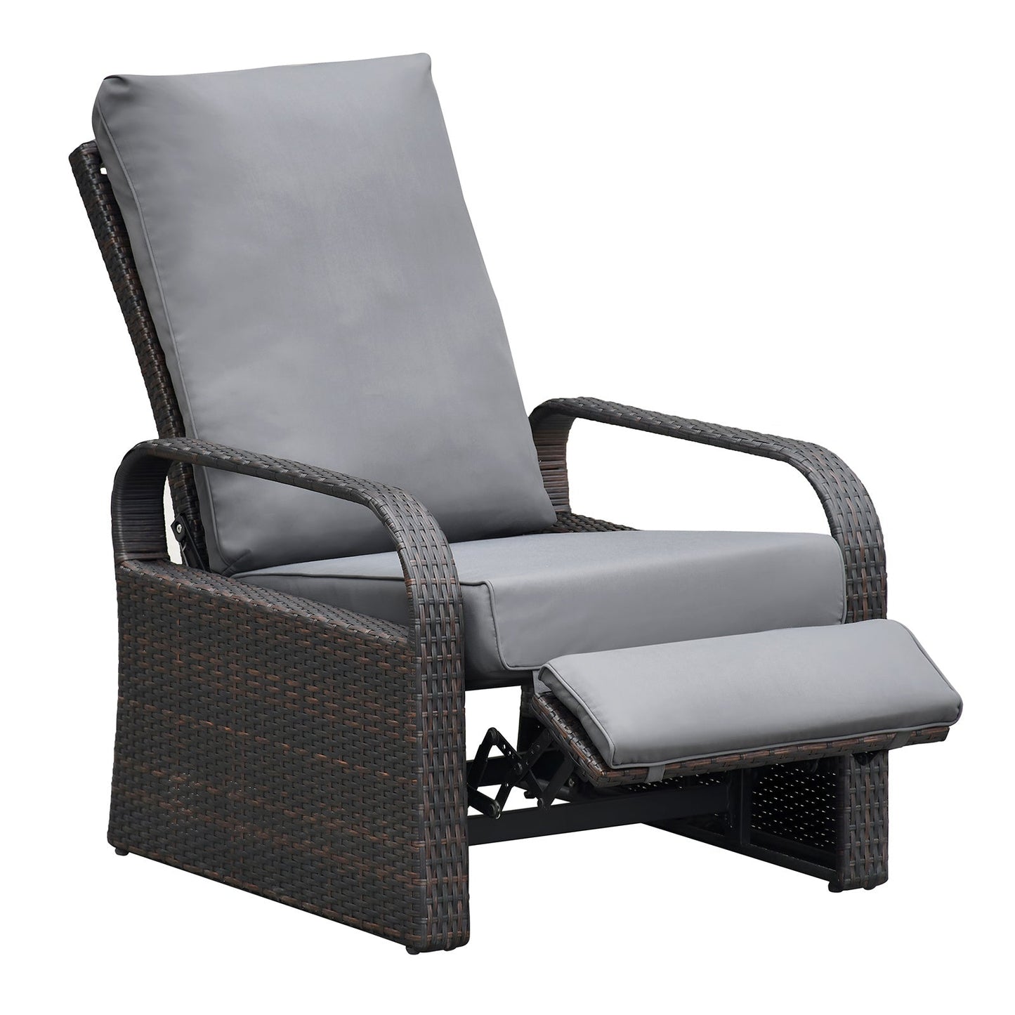 Outdoor Recliner Chair;  Automatic Adjustable Wicker Lounge Recliner Chair With 5.12'' Thicken Cushion