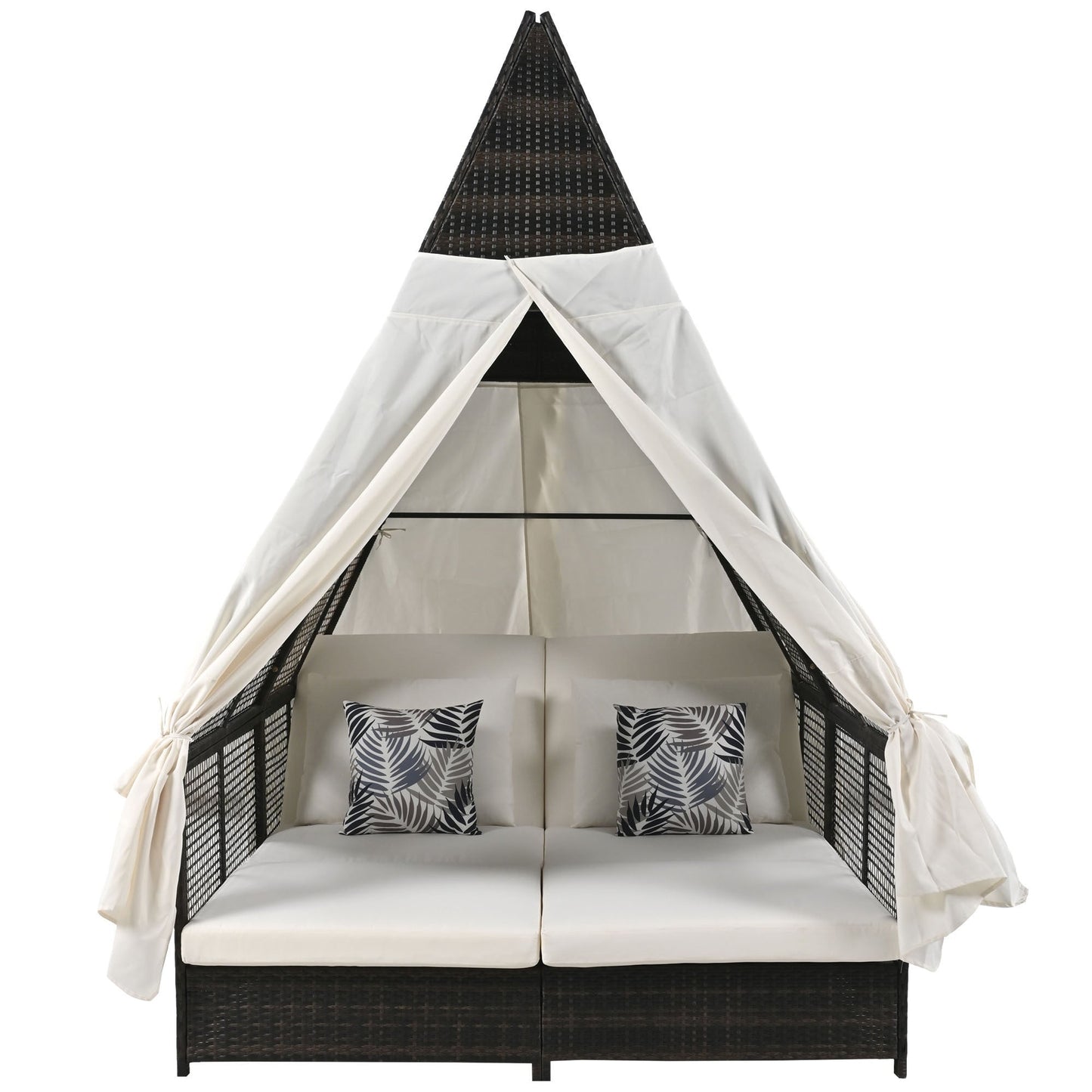 Outdoor Daybed Patio Lounge Bed With Adjustable Backrest Outdoor