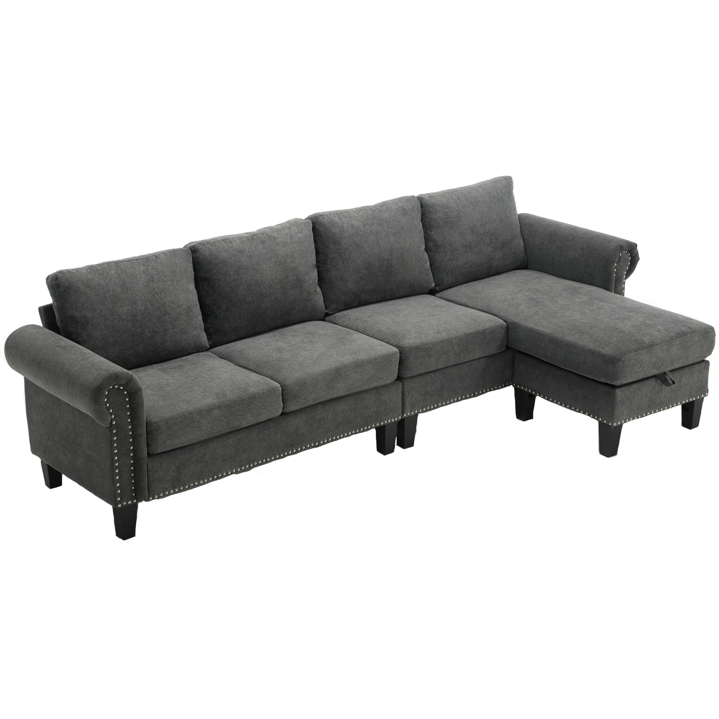 Convertible Sectional Sofa With Storage,L-Shaped Sofa,Four-Seater Sofa,Modern Linen Fabric Sectional Couches for Living