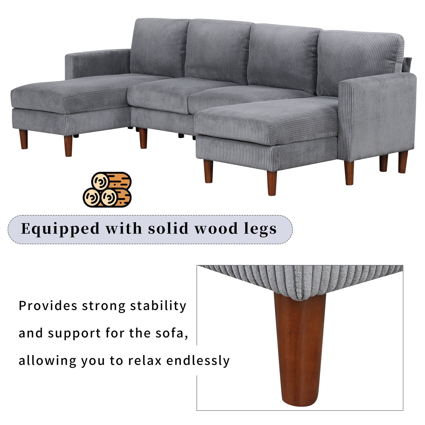 U-Shaped Sponge-Filled Cushion Combination Sofa, Suitable for Living Rooms, Studies, and Spacious Spaces