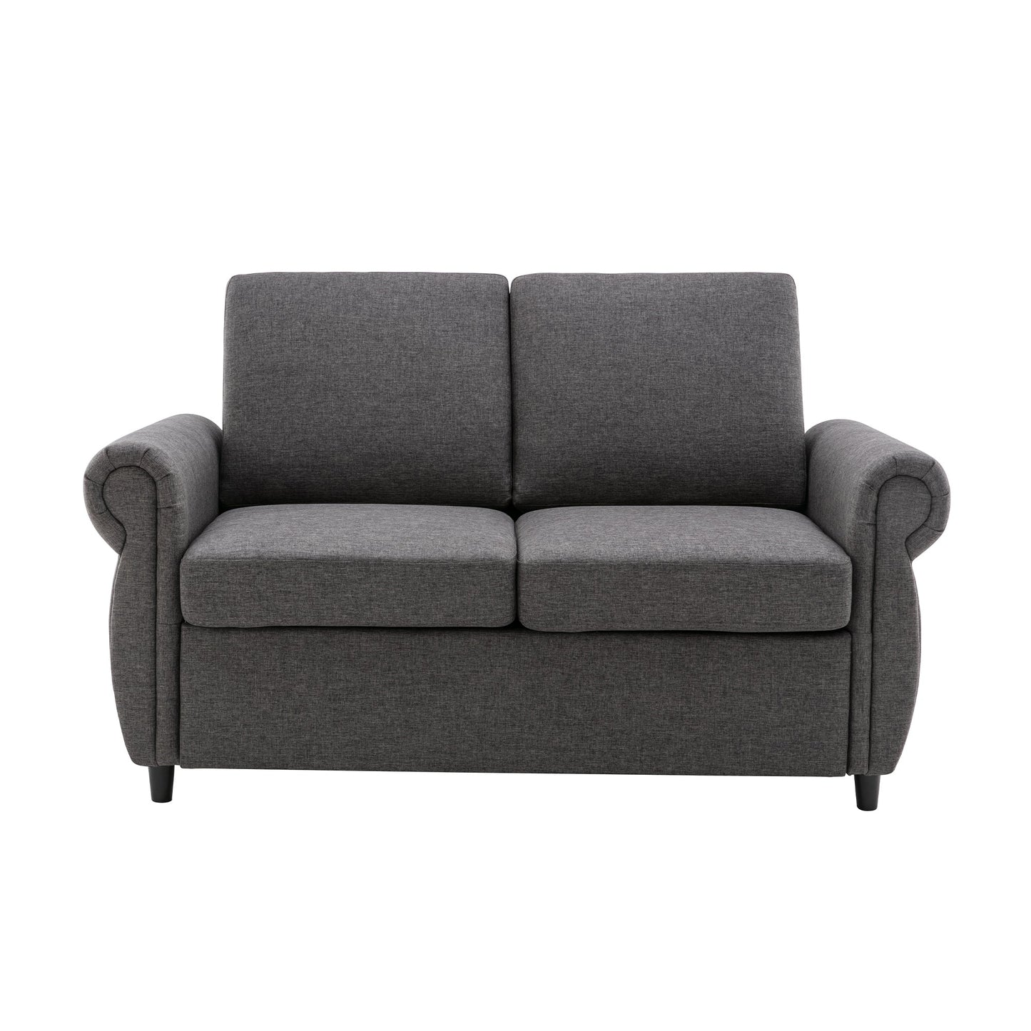 57.9" Pull Out Sofa Bed  Loveseat Sleeper With Twin Size Memory Mattress With Two USB Ports for Living Room Spaces