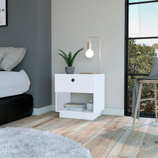 Nightstand Viliigili , One Drawer -White