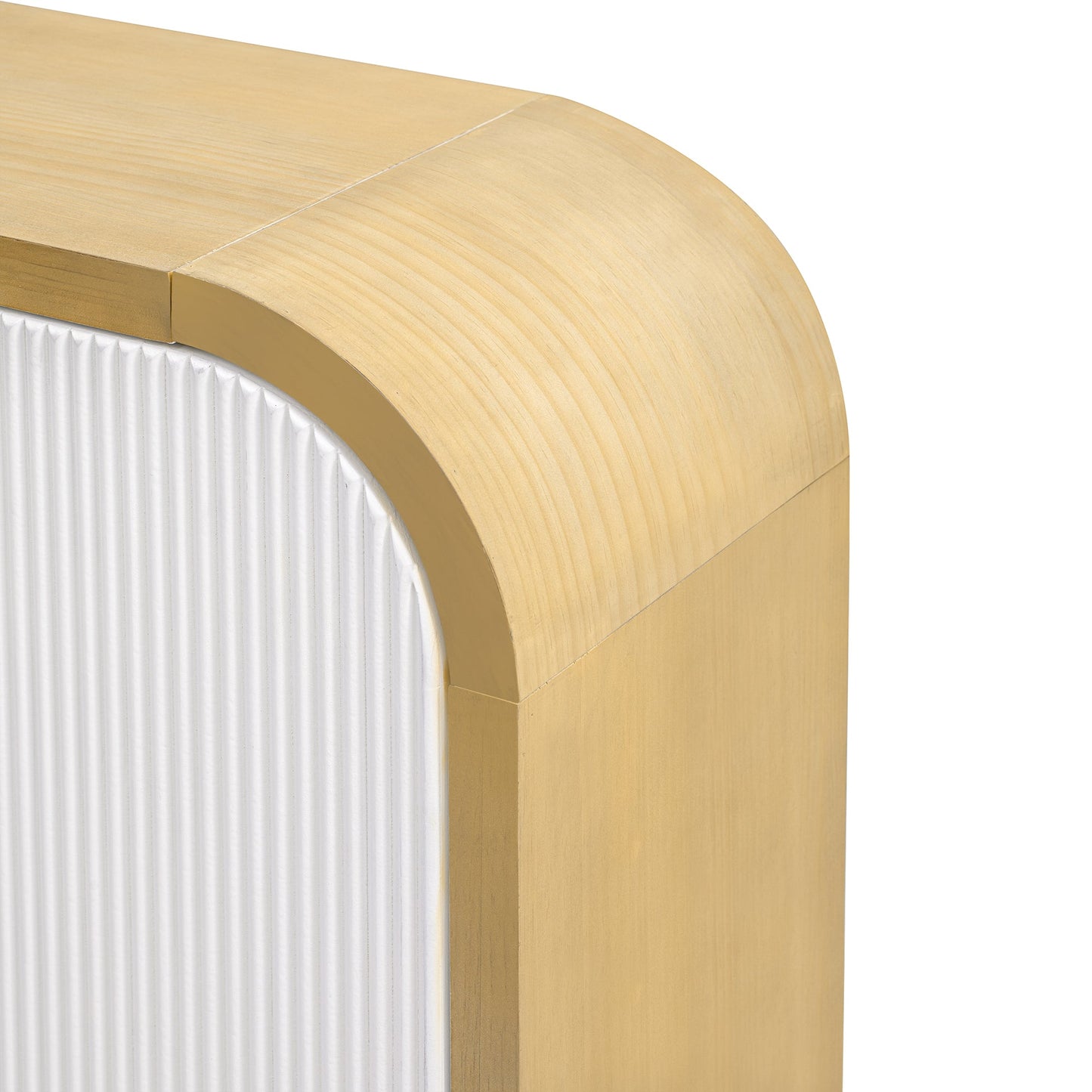 4-Door Curved Corner Design Wavy Door Panel  Cabinet With Adjustable Shelves, Suitable for Study, Living Room