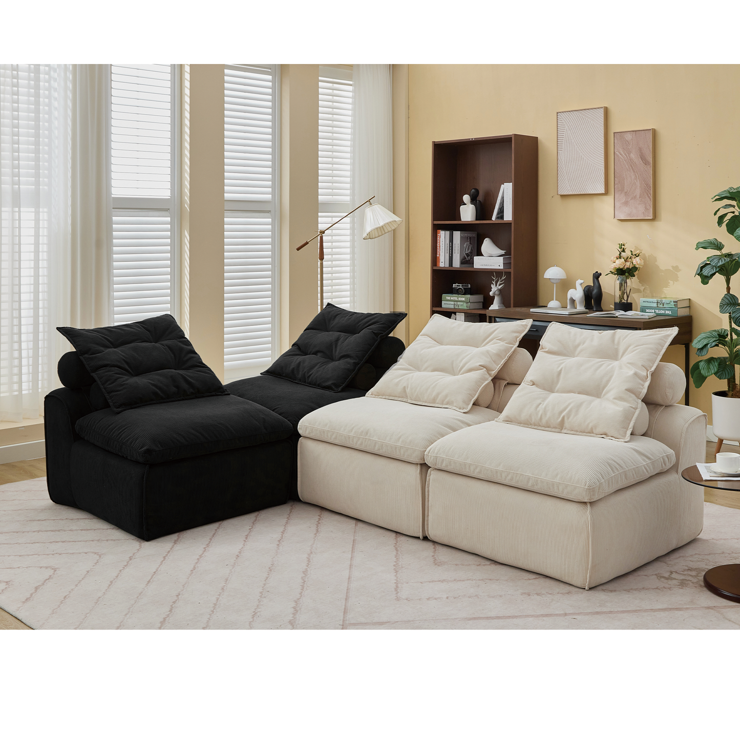 Modular Sofa,No Armrests,At Will DIY,Corduroy ,Neck Pillow-Back Lounge Sofa Chair,Reading Nook, or Apartment Living