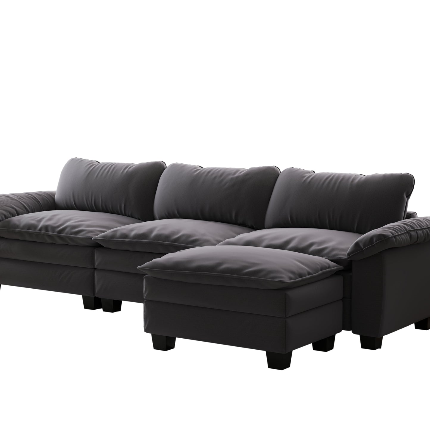 Living Room Furniture Luxury Sectional Sofa Couch With Ottoman Soft Velvet Upholstered Sofa Grey