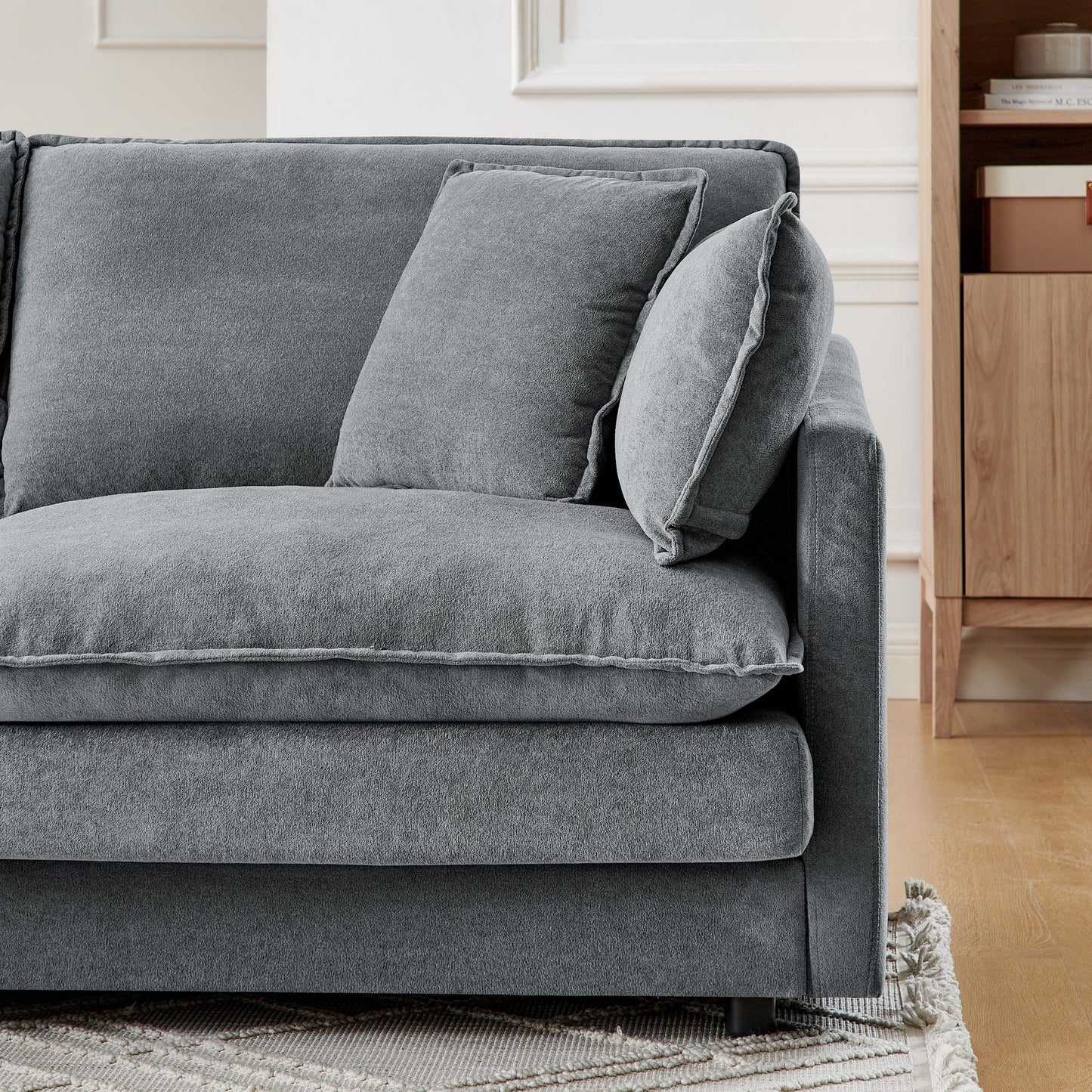 Modern Home Living Room L-Shaped Sectional Sofa Couches With Storage Ottoman, Convertible Oversized 4 Seater Couch