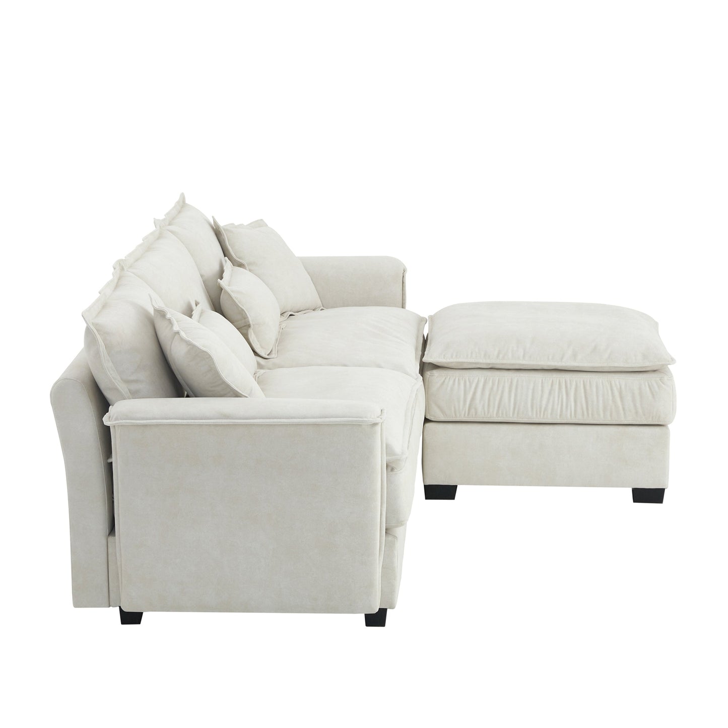95*66"Oversized Luxury Sectional Sofa With Bentwood Armrests,4 Seat Upholstered Indoor Furniture With Double Cushions