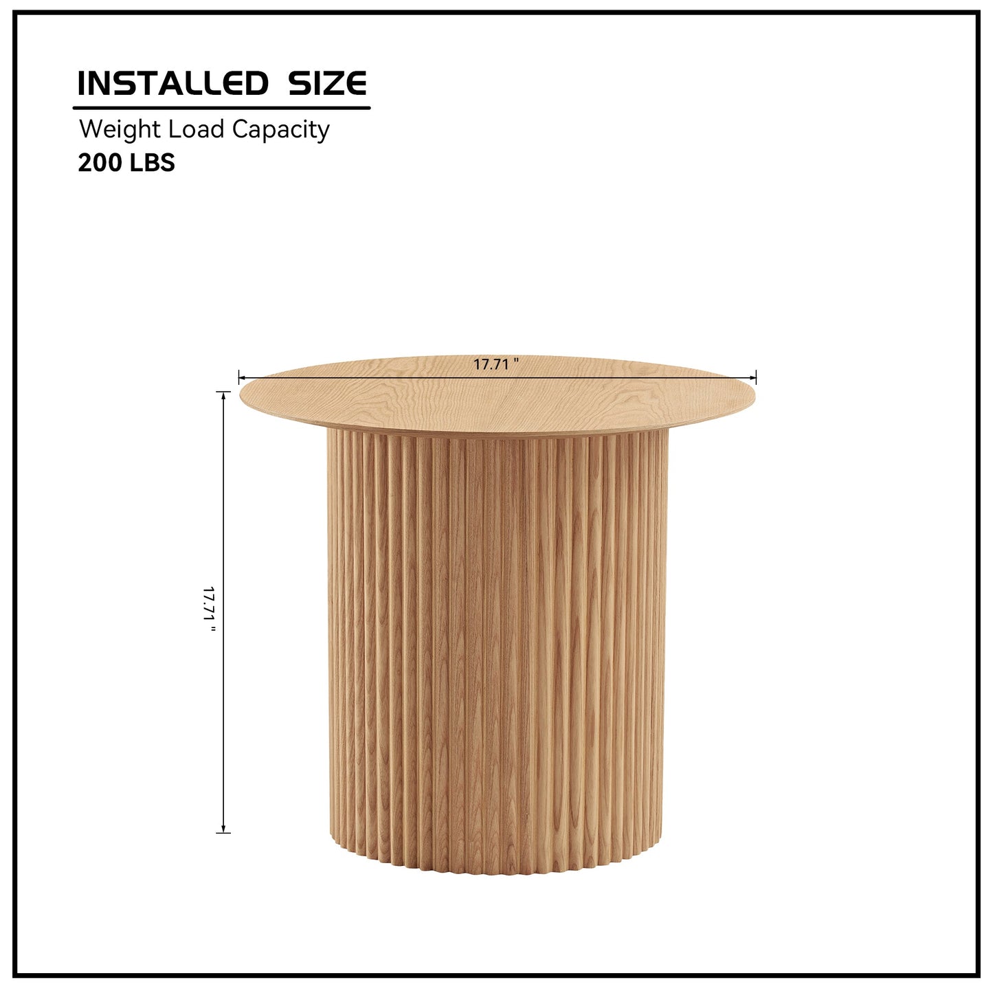 17.71 Inch Round Fluted Side Table Circle Small Accent Table for Living Room Mid Century  Circle Bedside Table for Bedroom