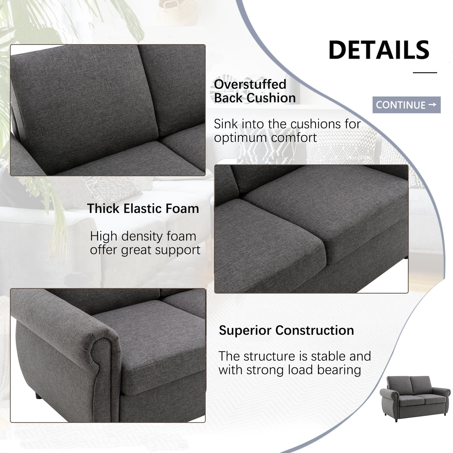 57.9" Pull Out Sofa Bed  Loveseat Sleeper With Twin Size Memory Mattress With Two USB Ports for Living Room Spaces