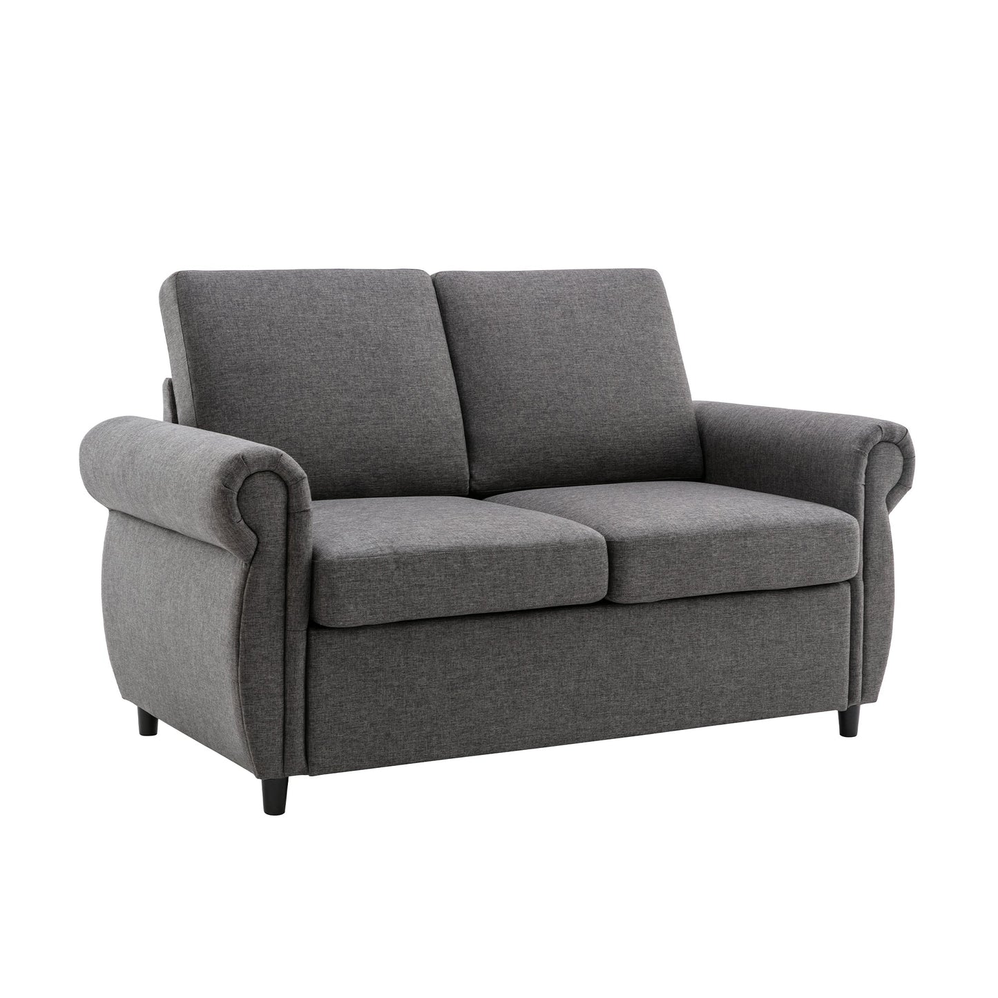 57.9" Pull Out Sofa Bed  Loveseat Sleeper With Twin Size Memory Mattress With Two USB Ports for Living Room Spaces