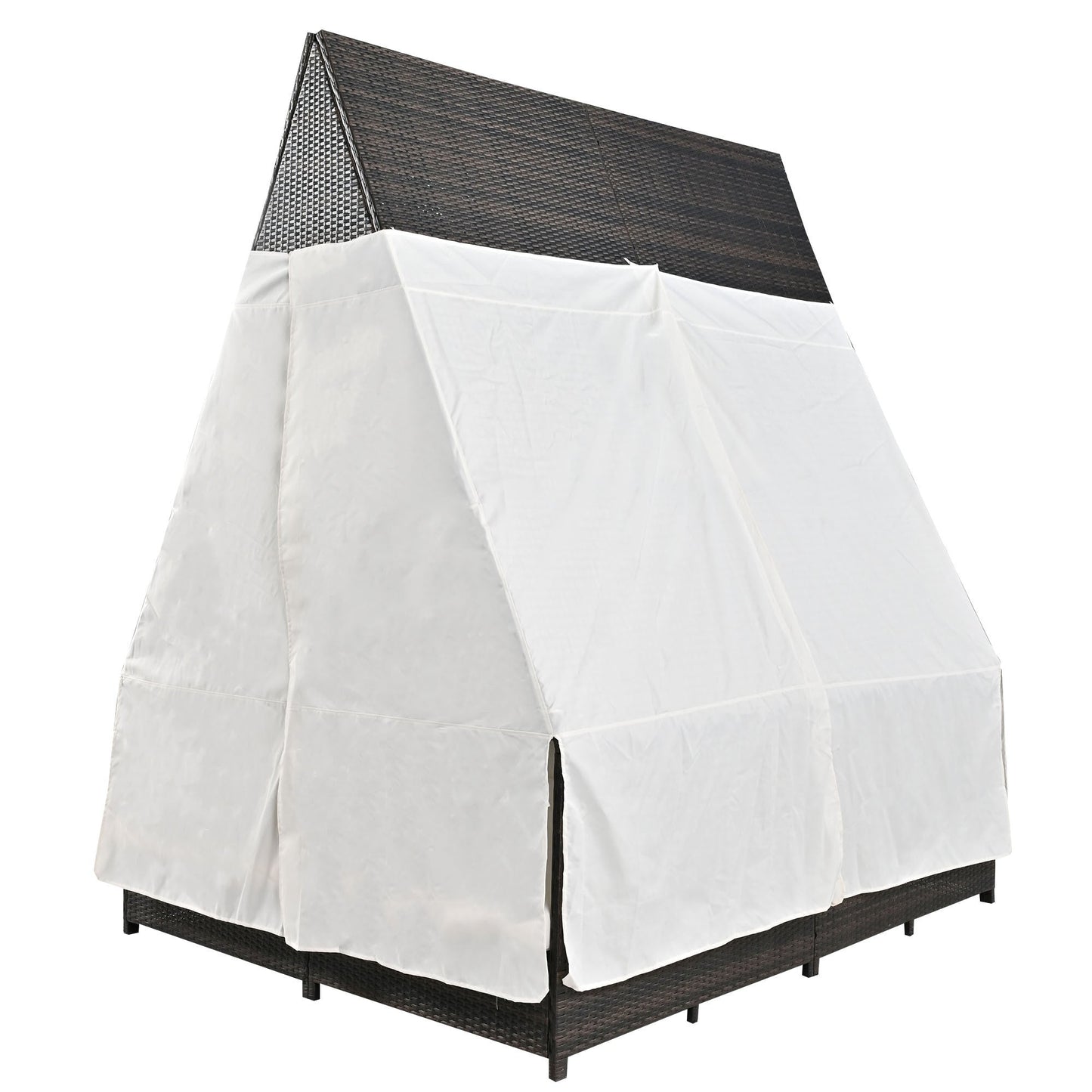 Outdoor Daybed Patio Lounge Bed With Adjustable Backrest Outdoor