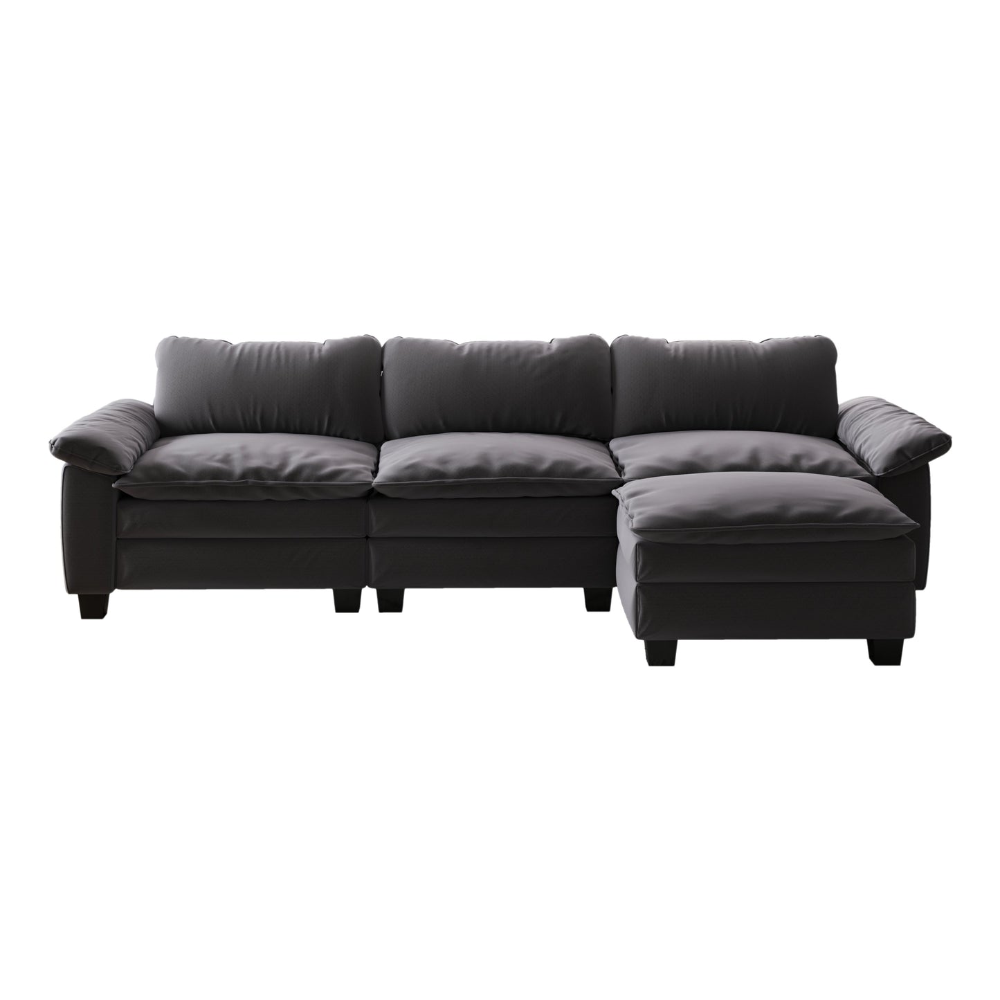 Living Room Furniture Luxury Sectional Sofa Couch With Ottoman Soft Velvet Upholstered Sofa Grey