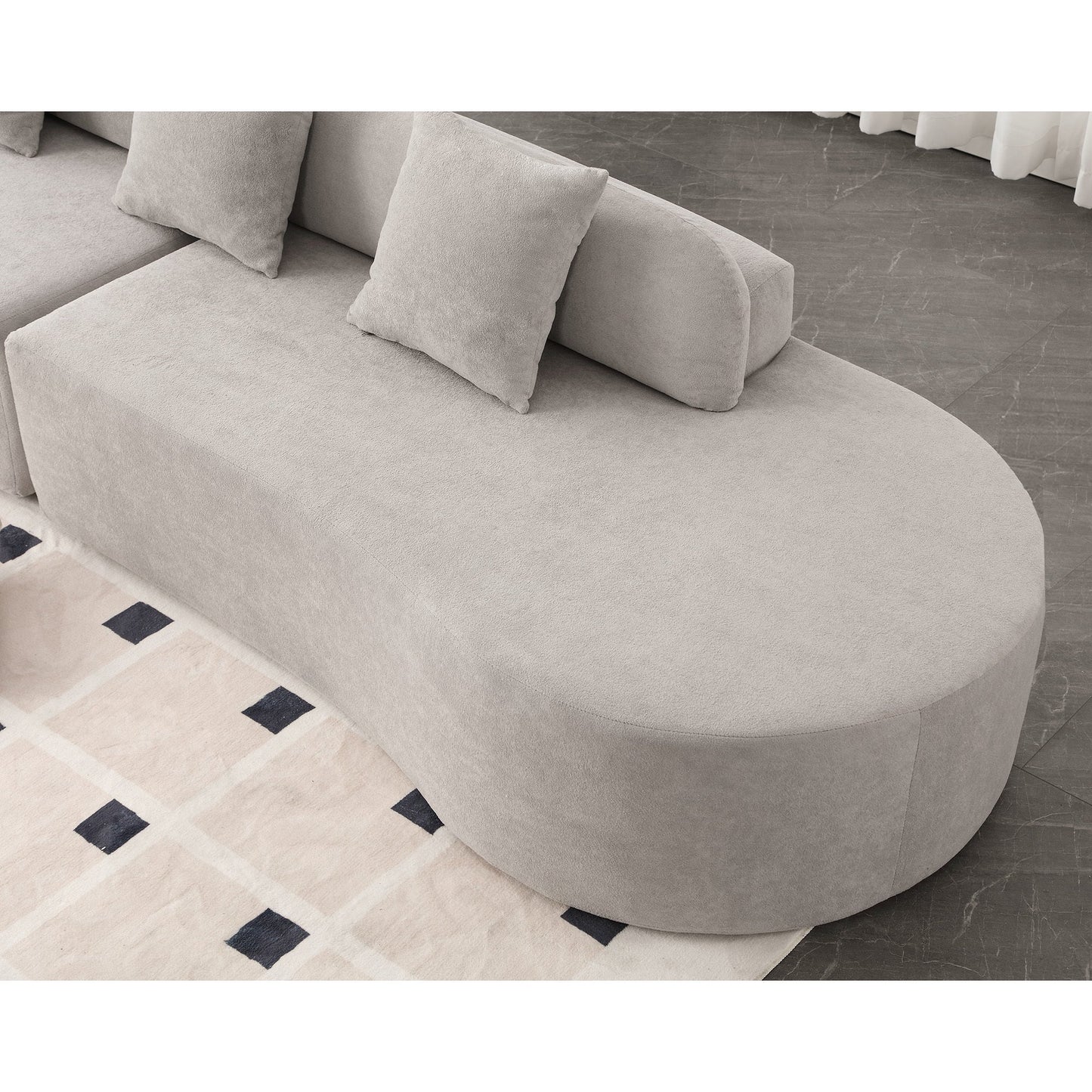 Modern Curved Combination Sofa, Terrycloth Fabric Sofa, Minimalist Sofa in Living Room, Apartment, No Assembly Required