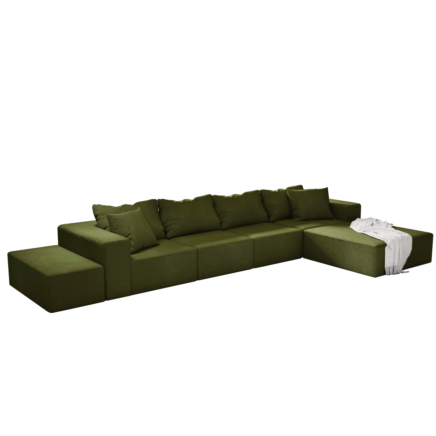 Modern Upholstered Sectional Sofa Couch Set,Modular 132" L Shaped Sectional Living Room Sofa Set With 6 Pillows