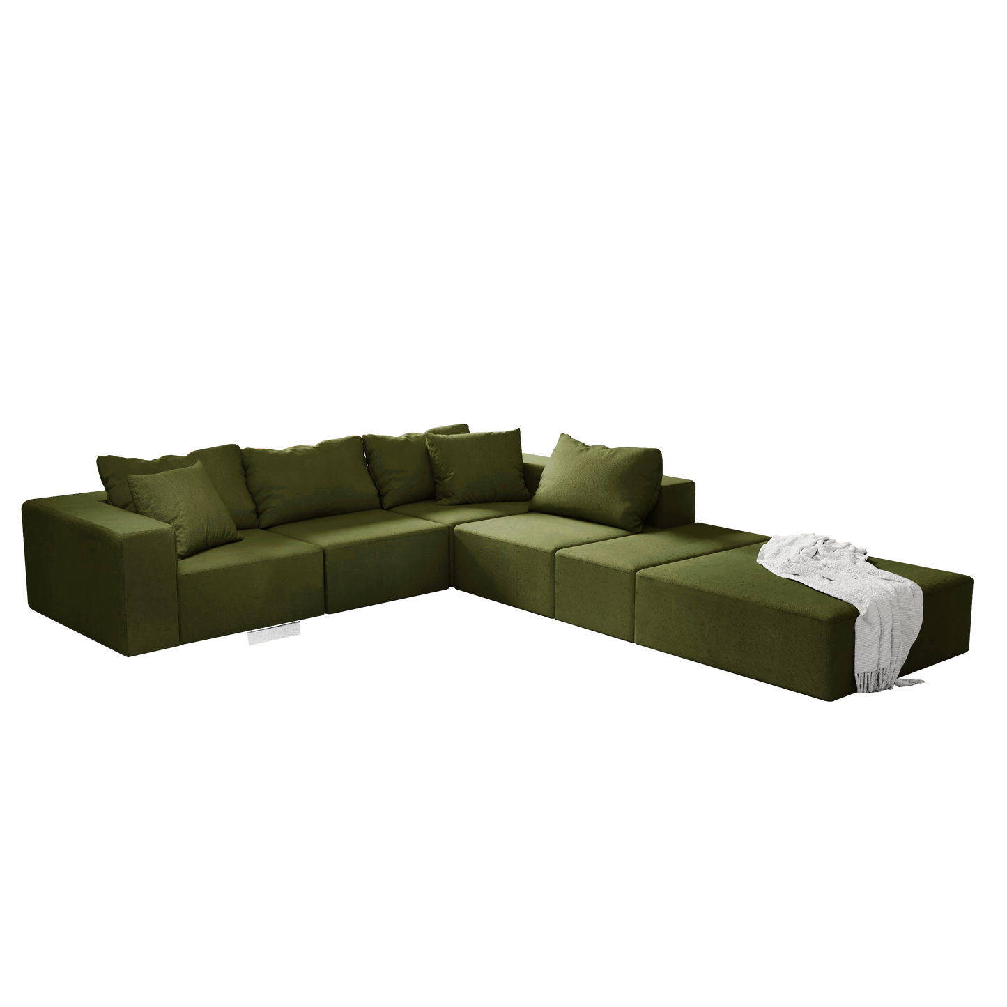 Modern Upholstered Sectional Sofa Couch Set,Modular 132" L Shaped Sectional Living Room Sofa Set With 6 Pillows
