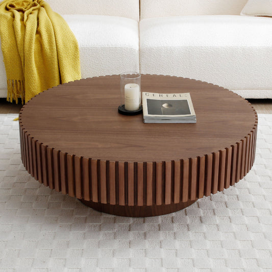 39.37'' Round MDF Coffee Table Mid Century Modern Coffee Table Unique Coffee Table for Living Room Furniture, Tea Table