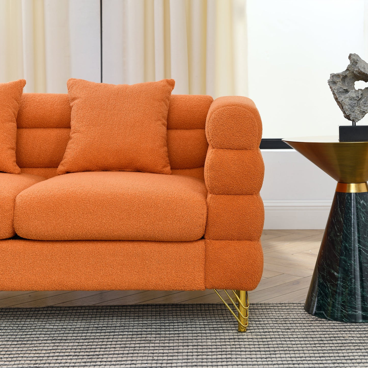 60Inch Oversized 2 Seater Sectional Sofa, Living Room Comfort Fabric Sectional Sofa-Deep Seating Sectional Sofa