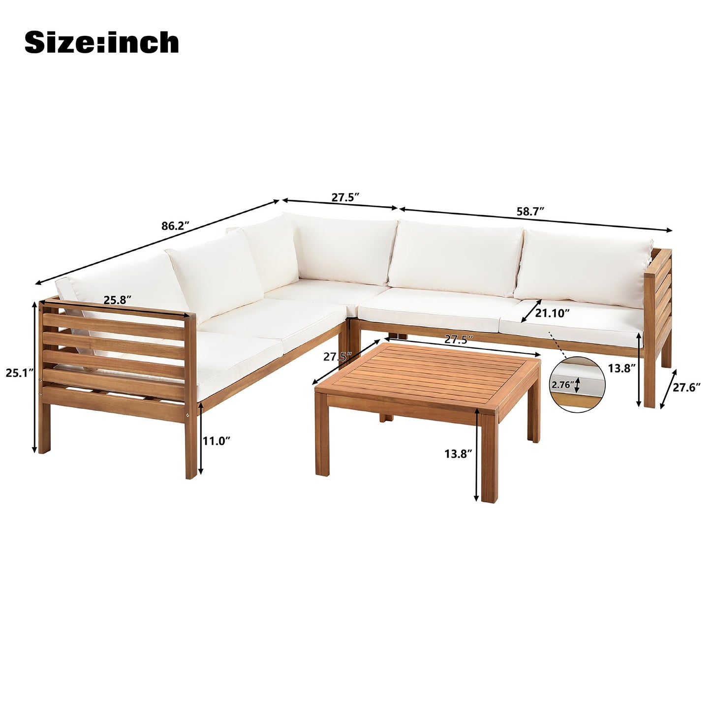 Wood Structure Outdoor Sofa Set With Beige Cushions Exotic Design Water-Resistant and UV Protected Texture High Quality