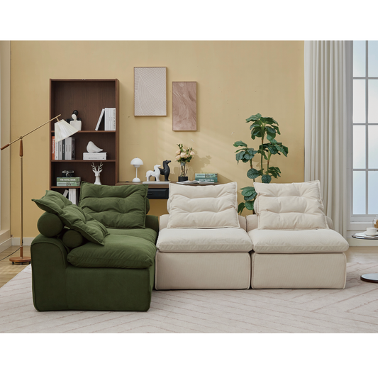 Modular Sofa,No Armrests,At Will DIY,Corduroy ,Neck Pillow-Back Lounge Sofa Chair,Reading Nook, or Apartment Living