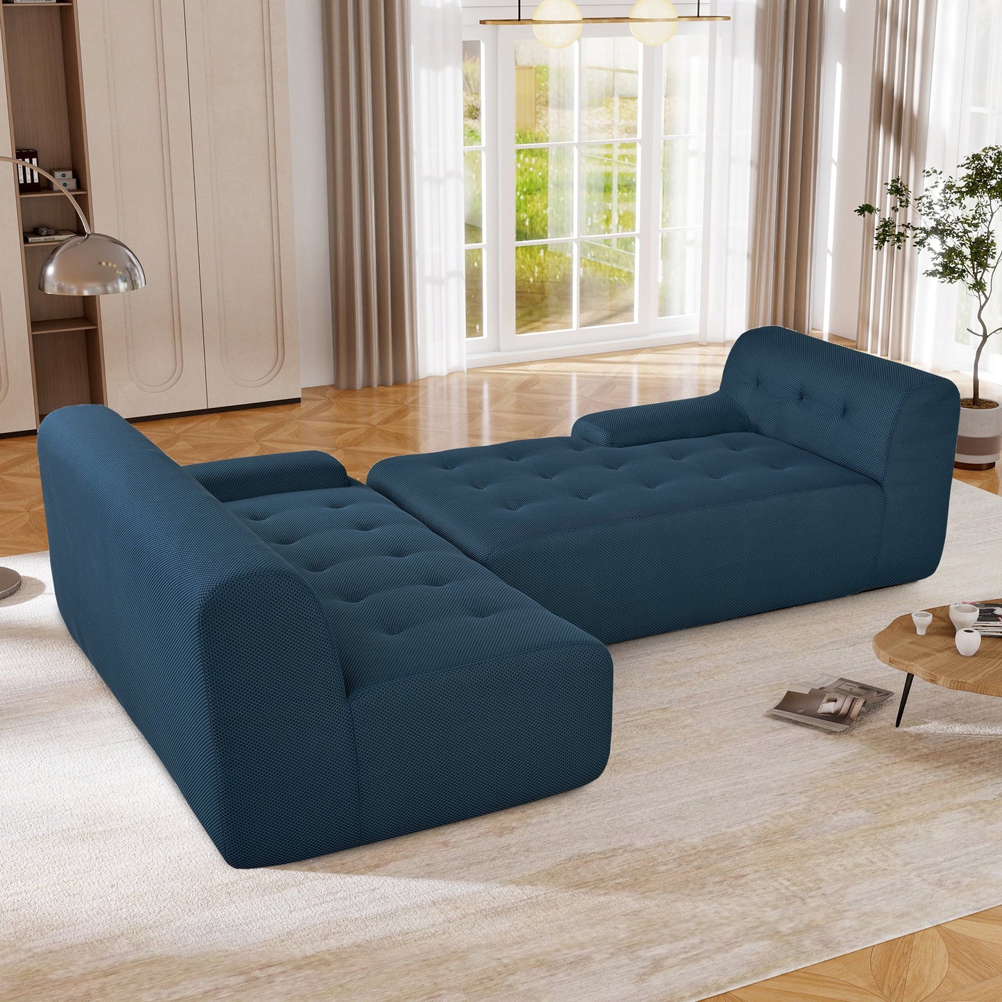 Modern Large L-Shaped Modular Sofa, Minimalist Style, 2-Piece Set With Free Combinations, Suitable for Living Rooms